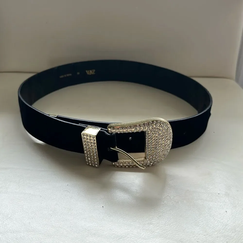 Zara rhinestone and velvet cowgirl belt